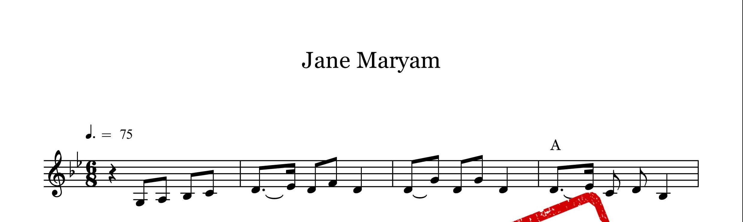 نت آهنگ جان مریم برای تار وسه تار