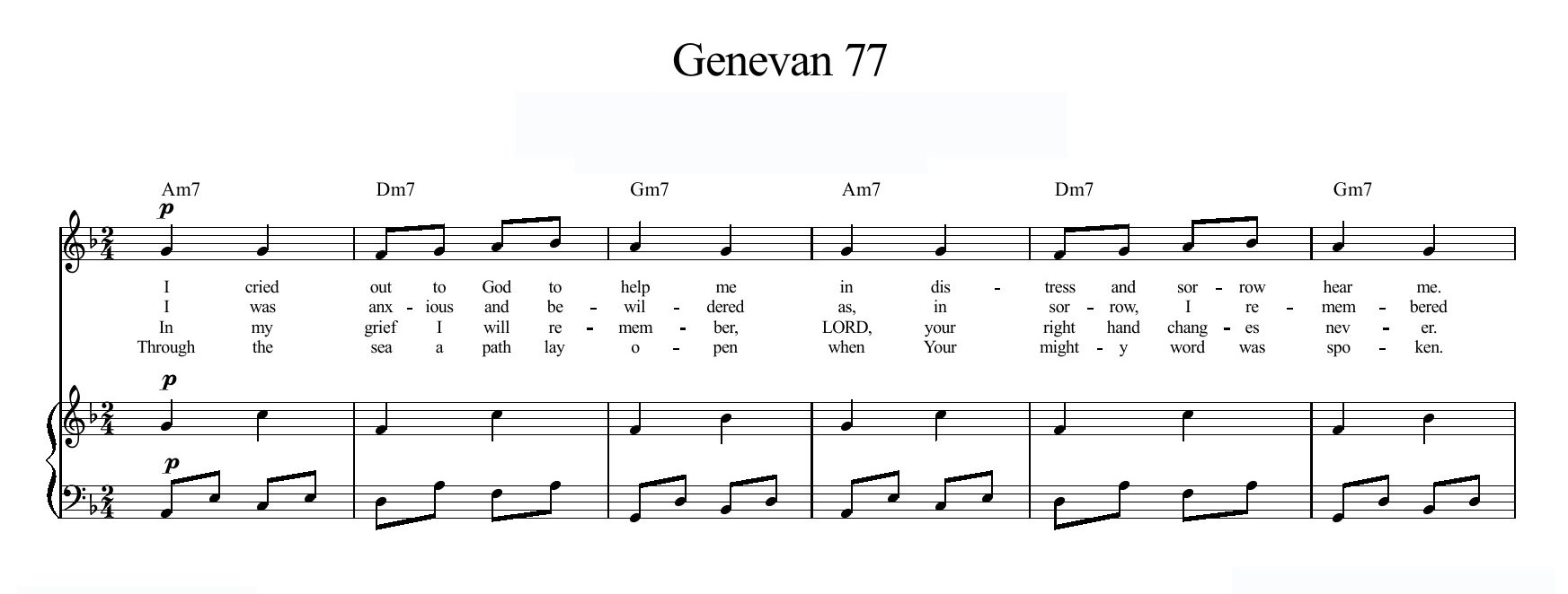 نت قطعه Genevan Psalm 77