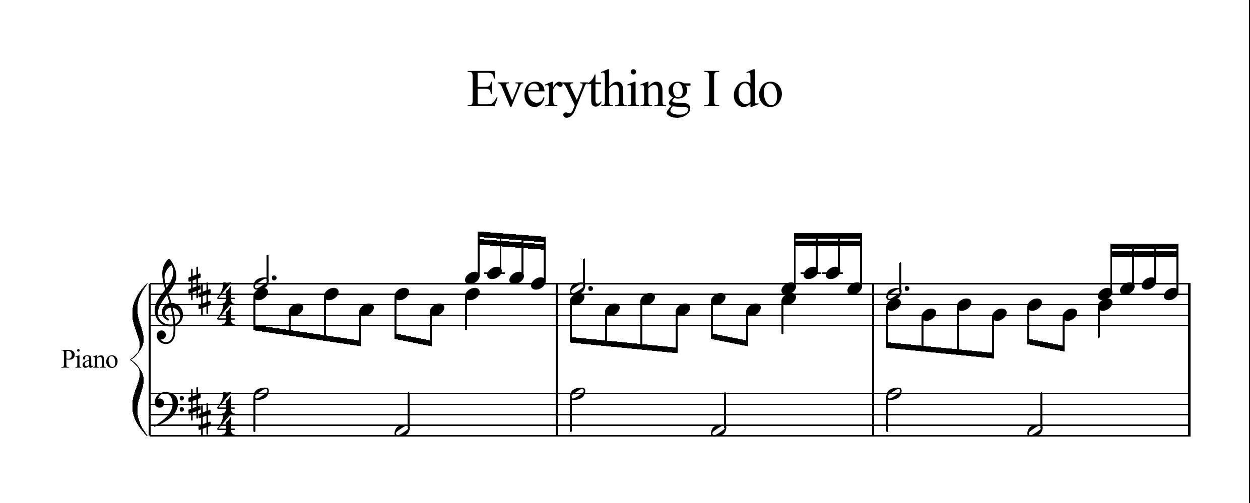 نت پیانو آهنگ Everything I do نسخه متوسط