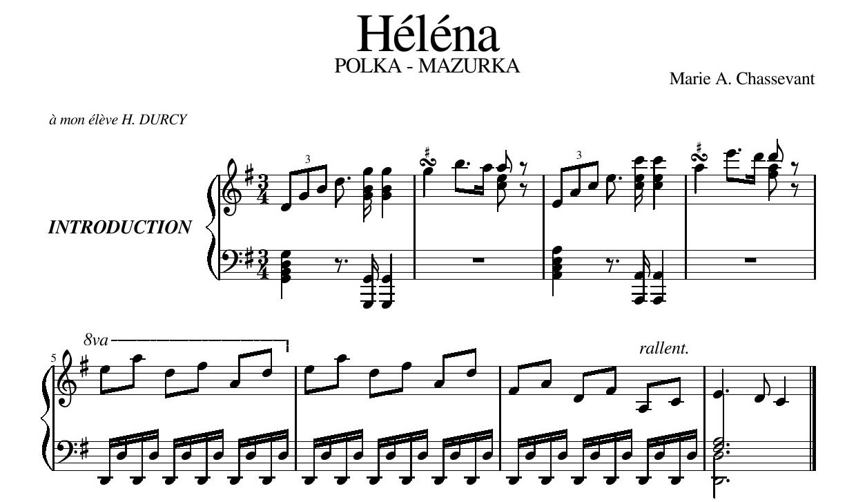 نت پیانوی Helena