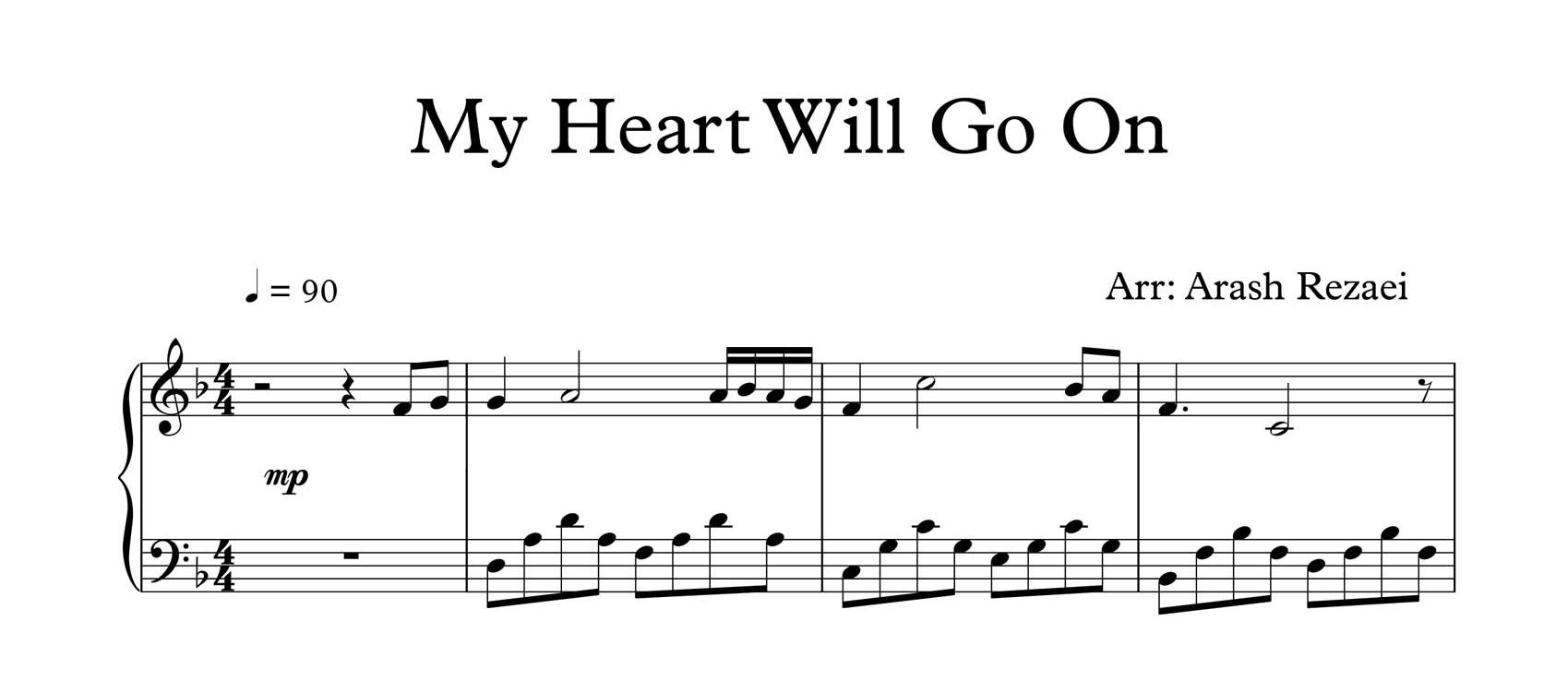 نت پیانوی My Heart Will Go On