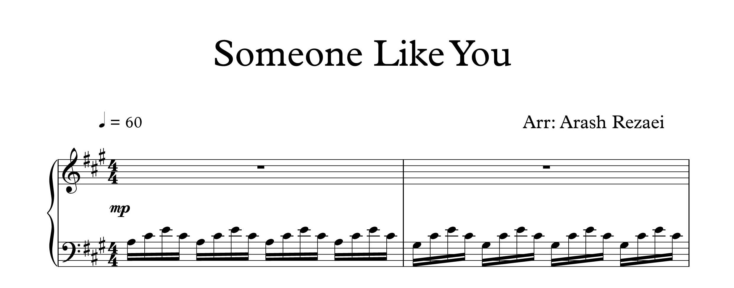 نت پیانوی Someone Like You