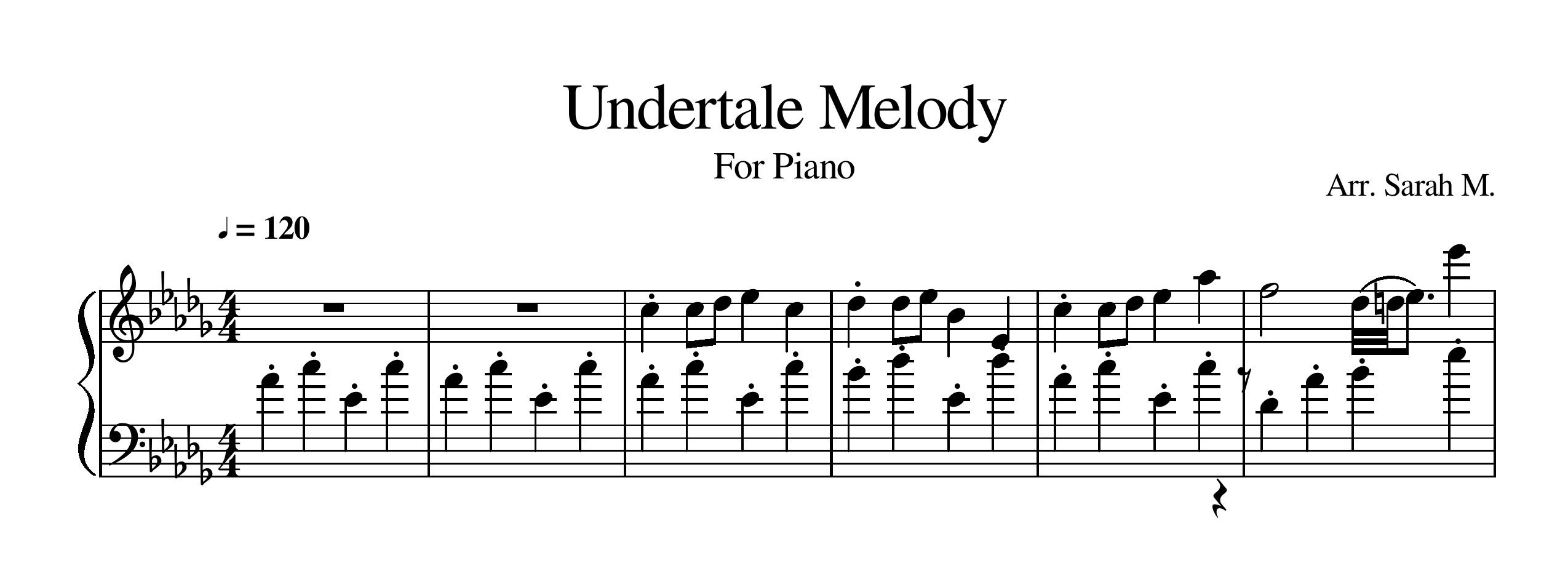 نت پیانوی Undertale Medley