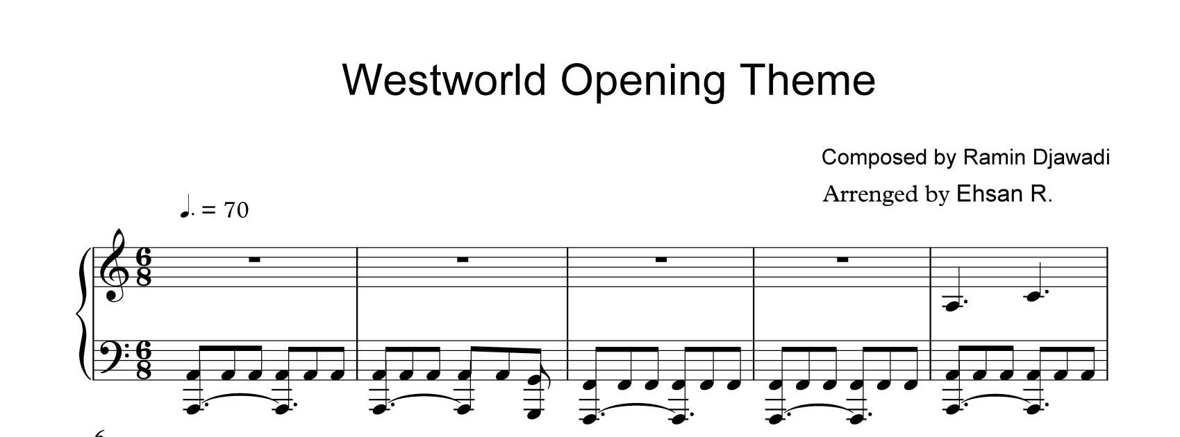 نت پیانوی Westworld