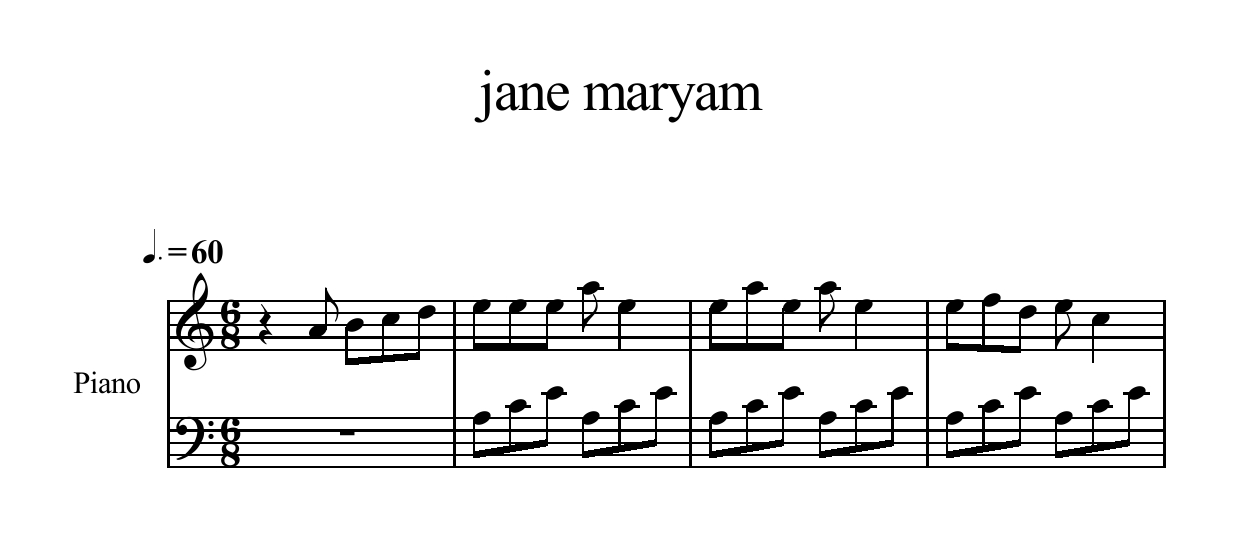 نت پیانوی جان مریم