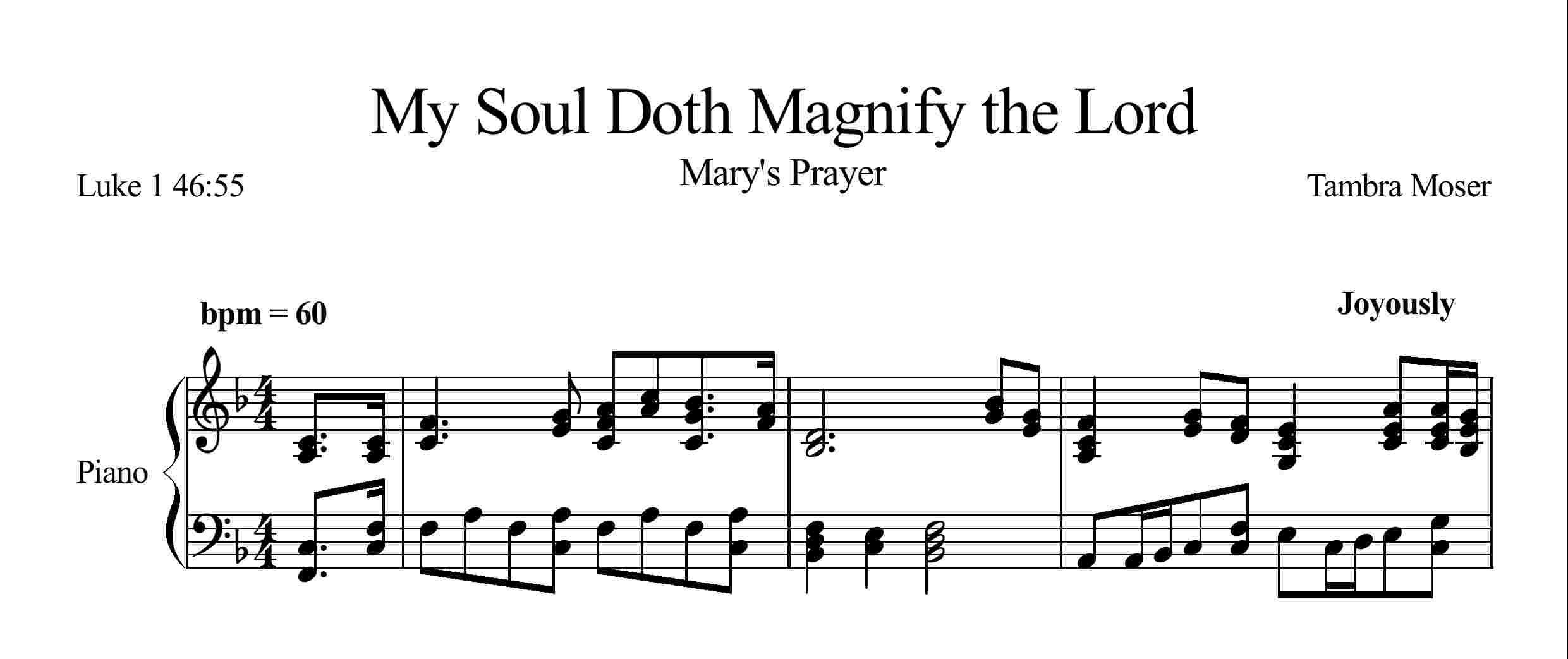 نت پیانوی قطعه My Soul Doth Magnify the Lord