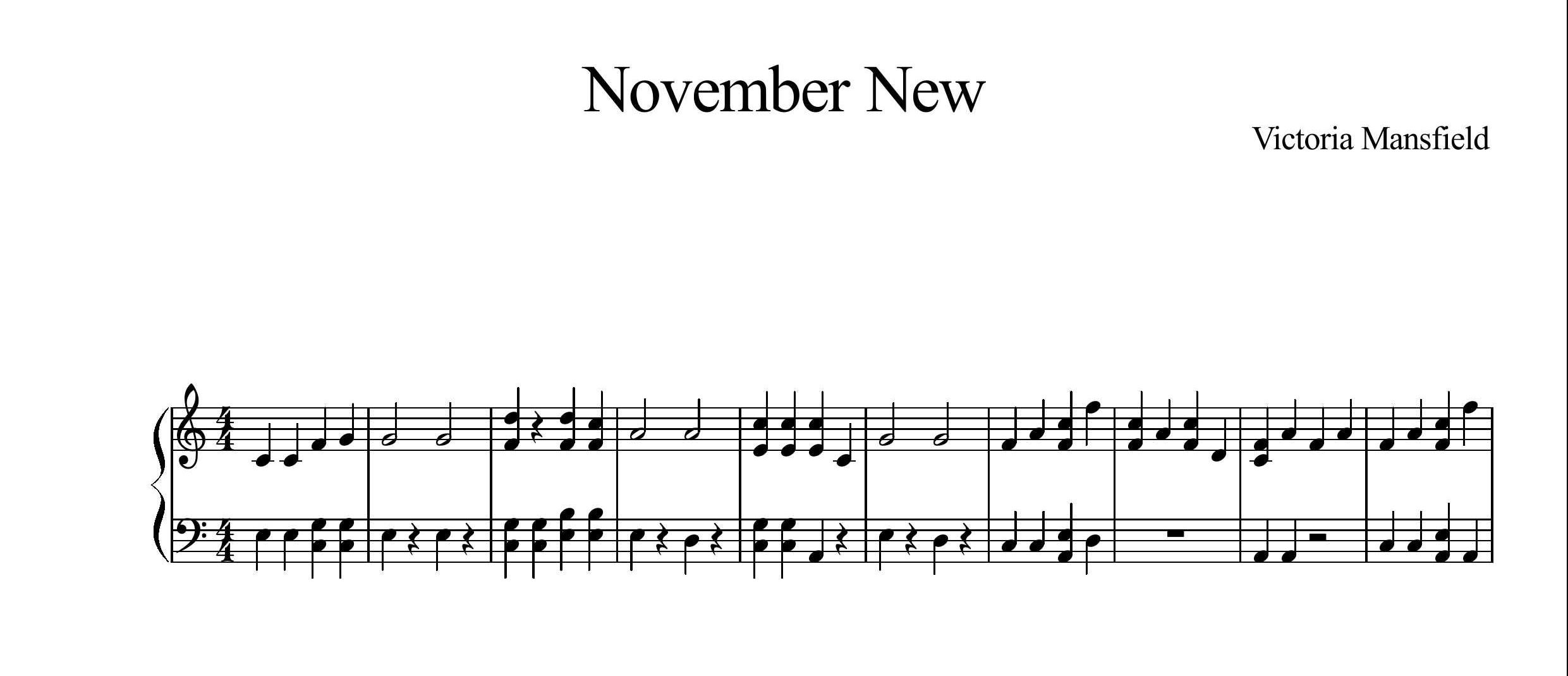 نت پیانوی قطعه November New