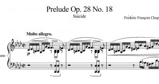 نت پیانوی قطعه Prelude Op 28 No 18