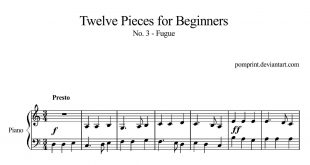 نت پیانوی قطعه Twelve Pieces for Beginners
