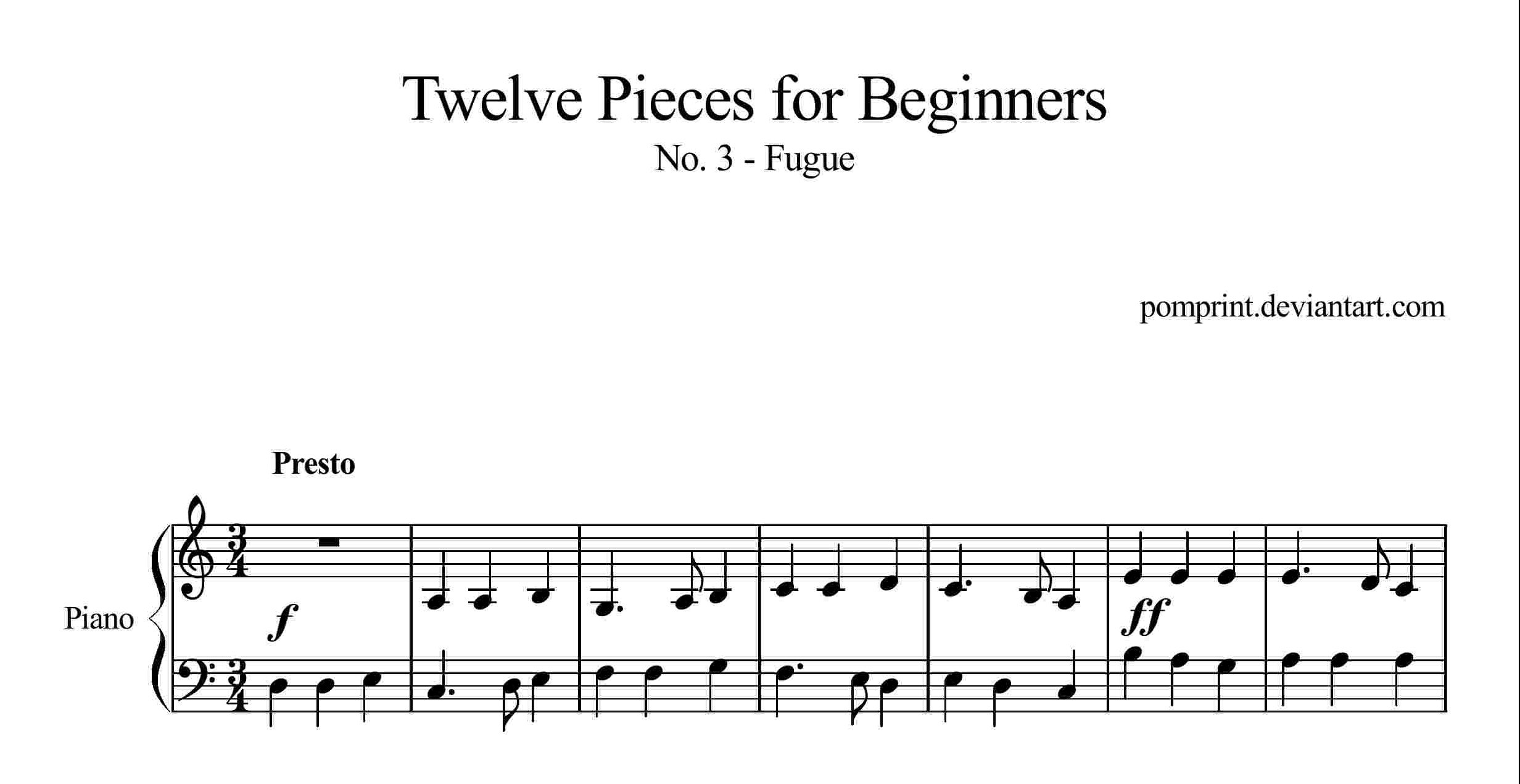 نت پیانوی قطعه Twelve Pieces for Beginners