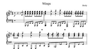 نت پیانوی قطعه Wings از Birdy