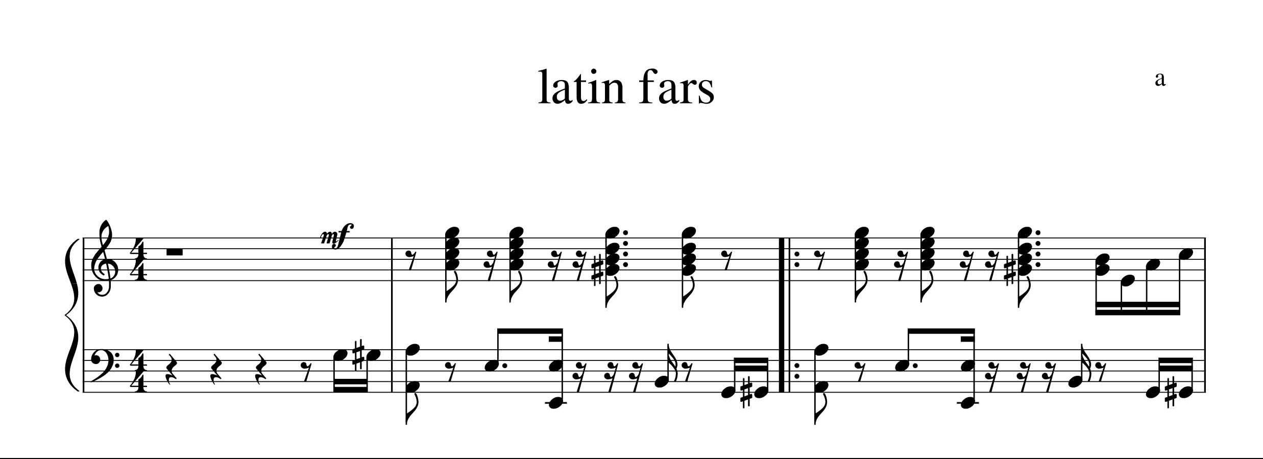 نت یک قطعه لاتین جاز فارسی برای پیانو