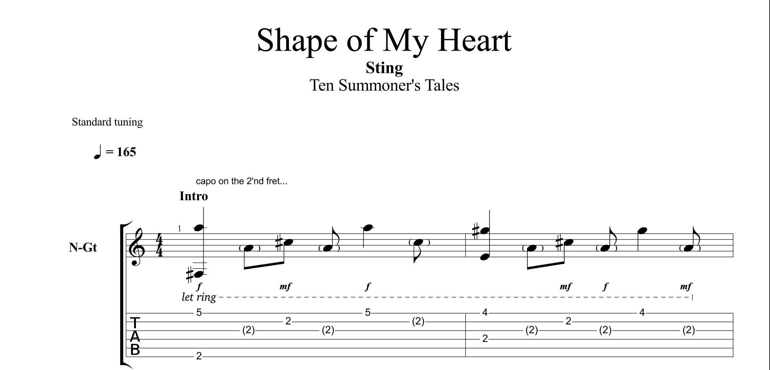 Песня ит май. Стинг Shape of my Heart табы для гитары. Стинг табы Shape of my Heart. Табулатура стинг Shape of my Heart для гитары. Стинг Shape of my Ноты для гитары.