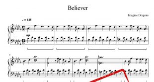 نت Believer برای پیانو