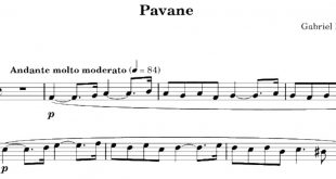 نت آهنگ پاون (Pavane) برای فلوت