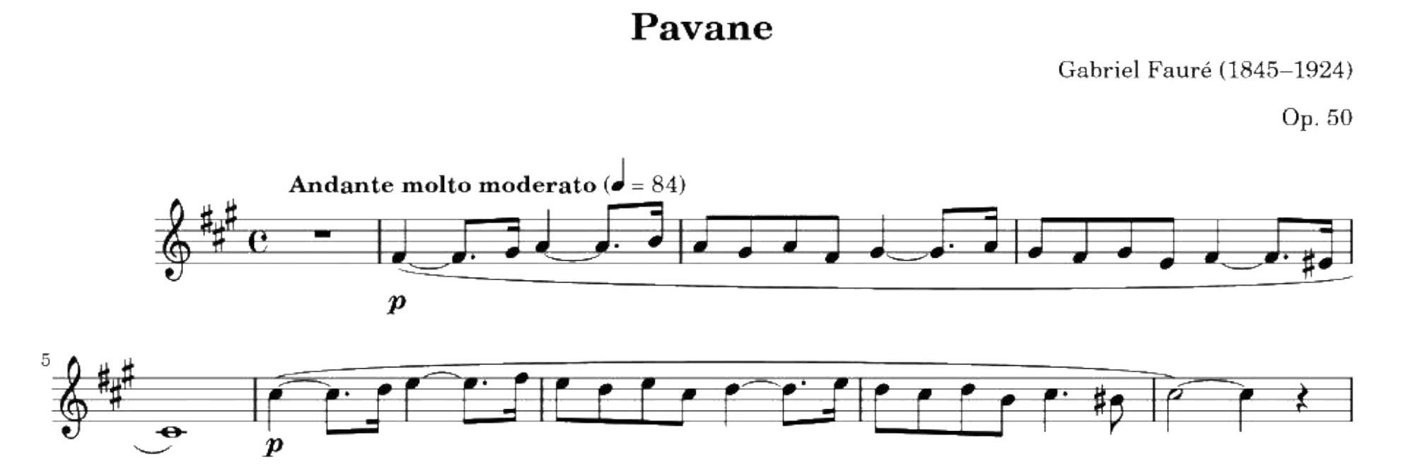 نت آهنگ پاون (Pavane) برای فلوت