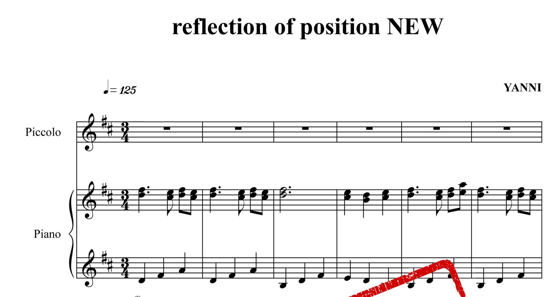 نت دوئت فلوت و پیانوی reflection of position
