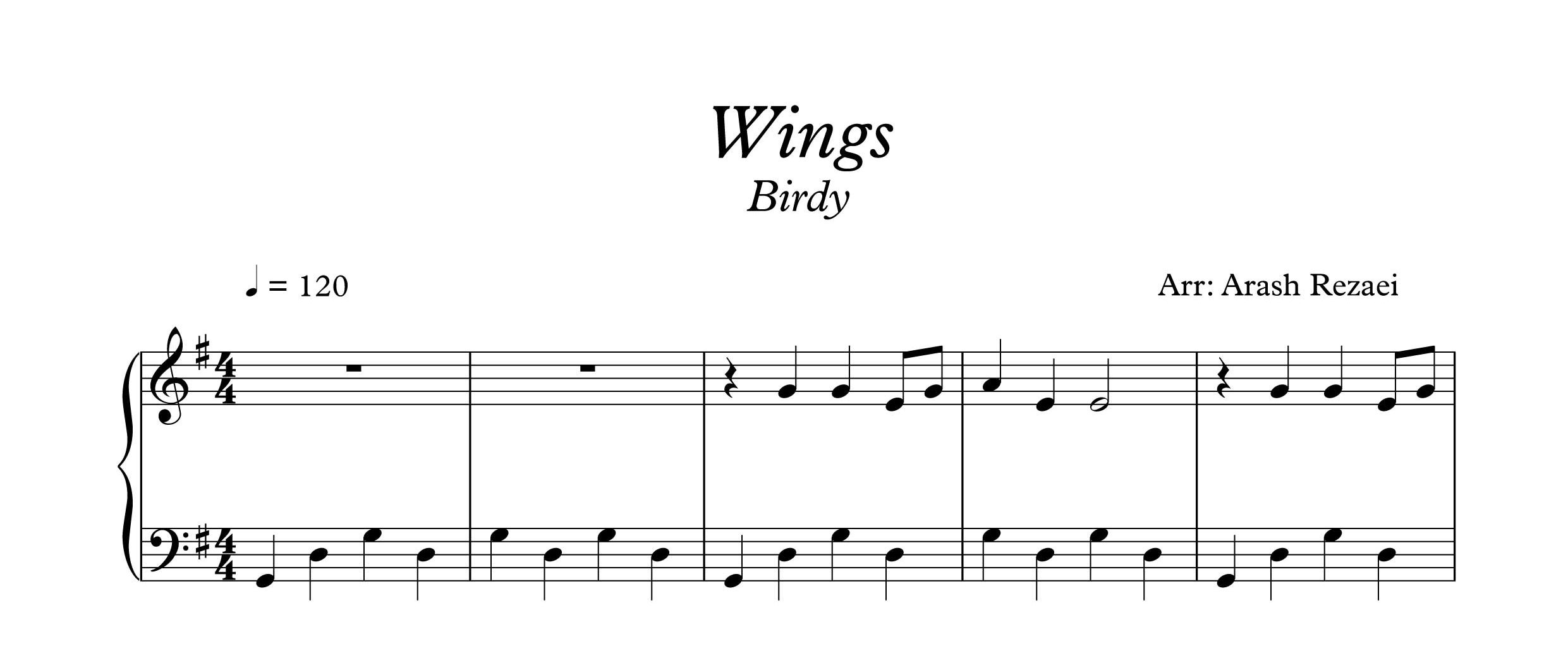 نت قطعه Wings از بردی برای پیانو
