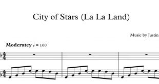 نت قطعه city of stars از فیلم lala land با تنظیم اصلی برای پیانو