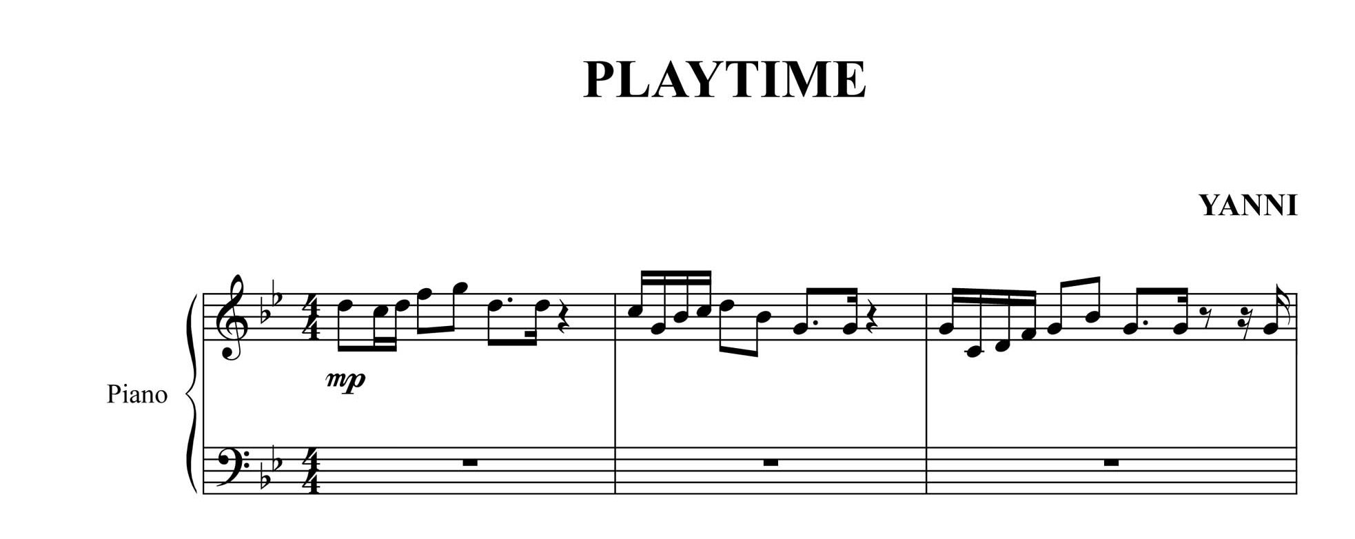 نت قطعه play time از یانی برای پیانو
