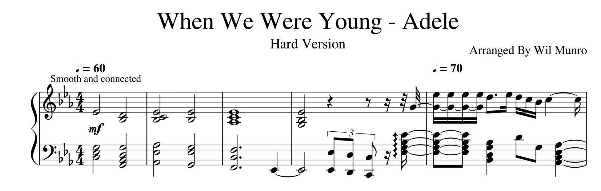 نت پیانو وقتی جوان بودیم When we were young ادل
