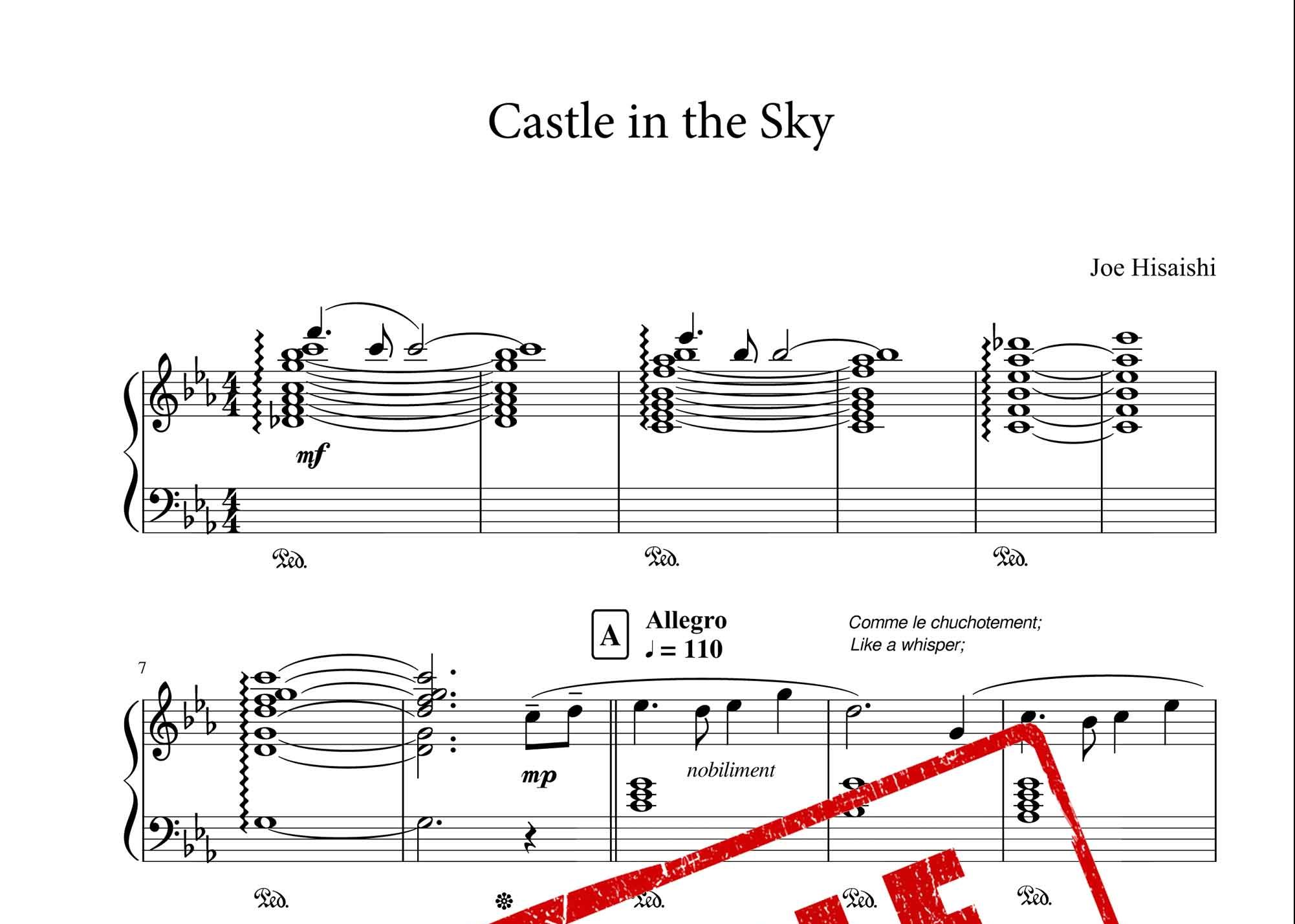 نت پیانو ی Castle in the Sky