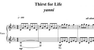 نت پیانو ی آهنگ thirst for life از یانی
