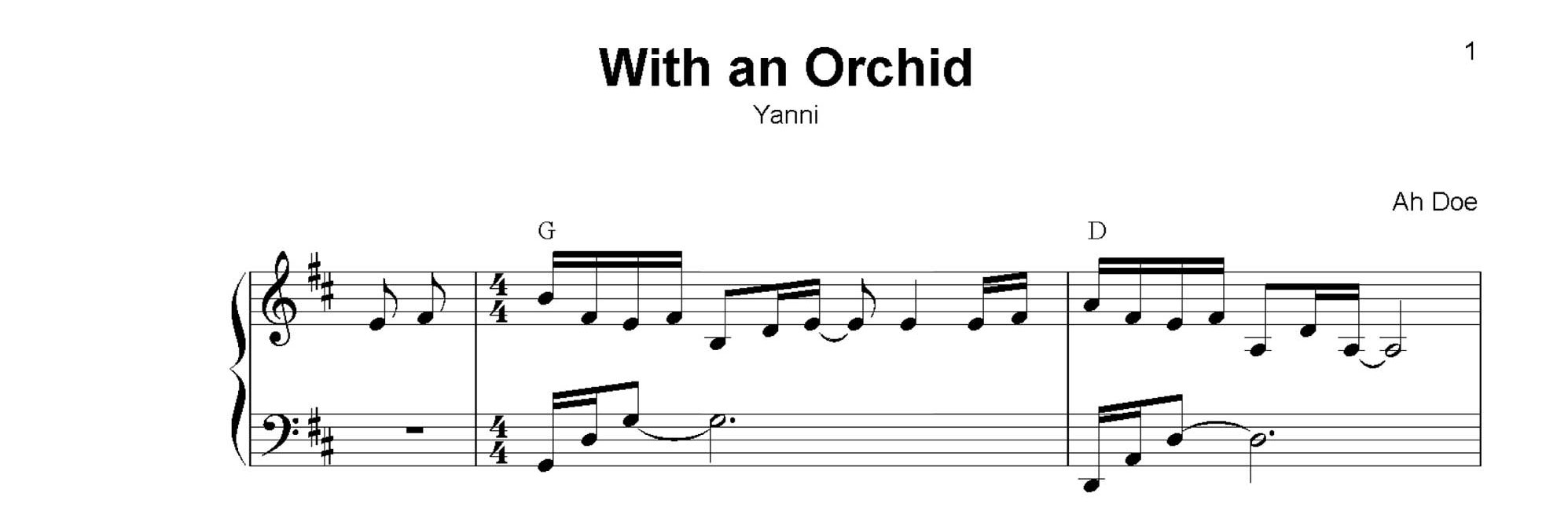 نت پیانوی With an orchid از یانی