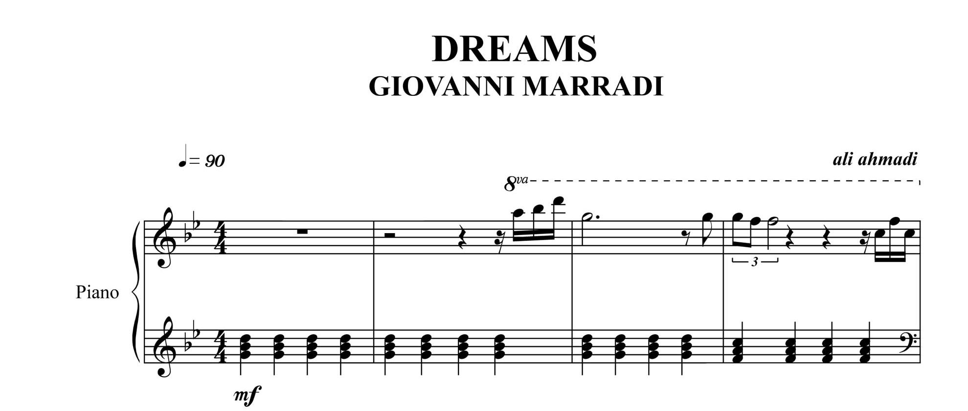 نت پیانوی آهنگ رویاها DREAMS