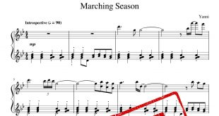 نت پیانوی قطعه Marching Season از یانی