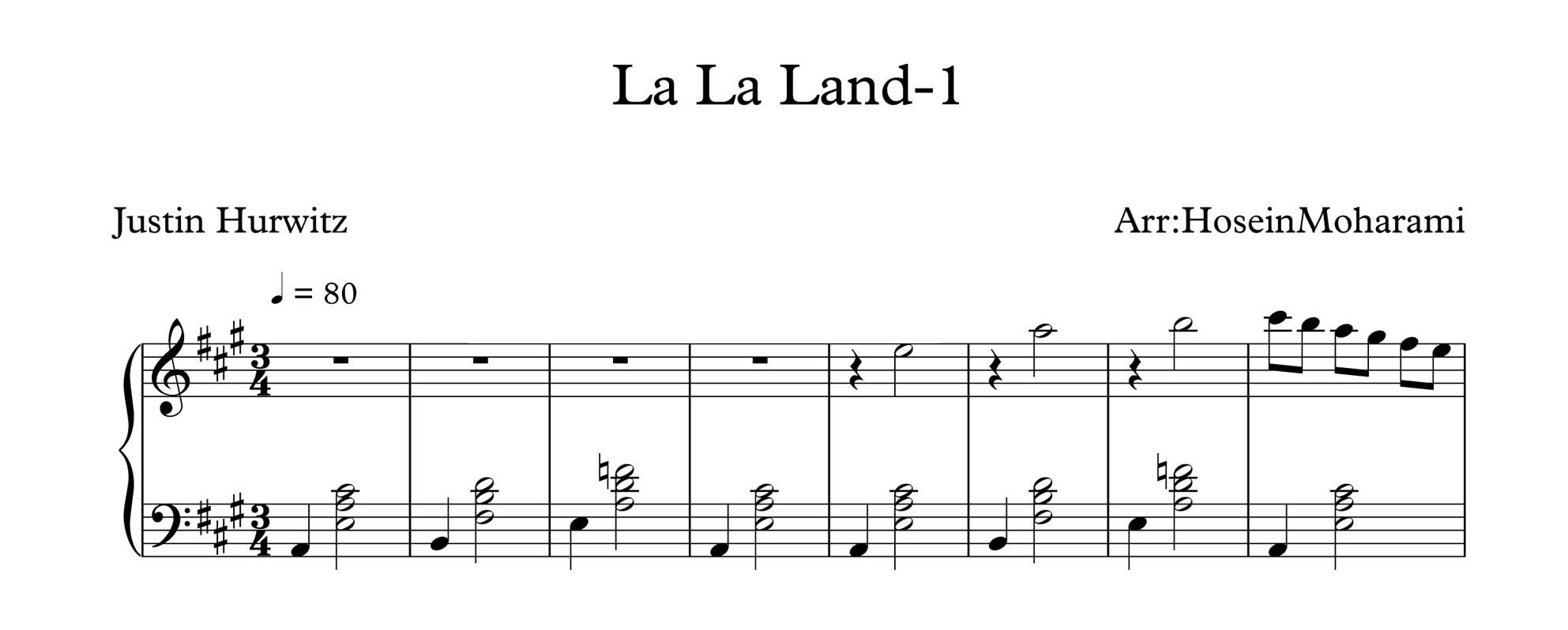 نت پیانوی لالاند (LA LA Land)