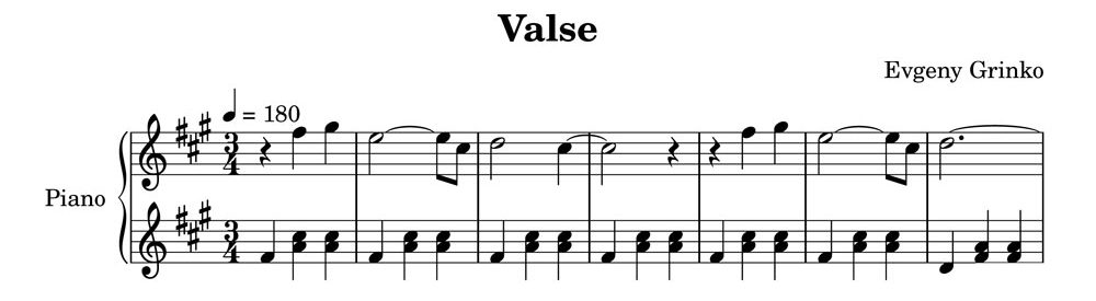 نت پیانوی موسیقی سحرآمیز والس اثر یوگنی گرینکو