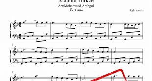 نت آهنگ لایت ترکیه ای برای پیانو