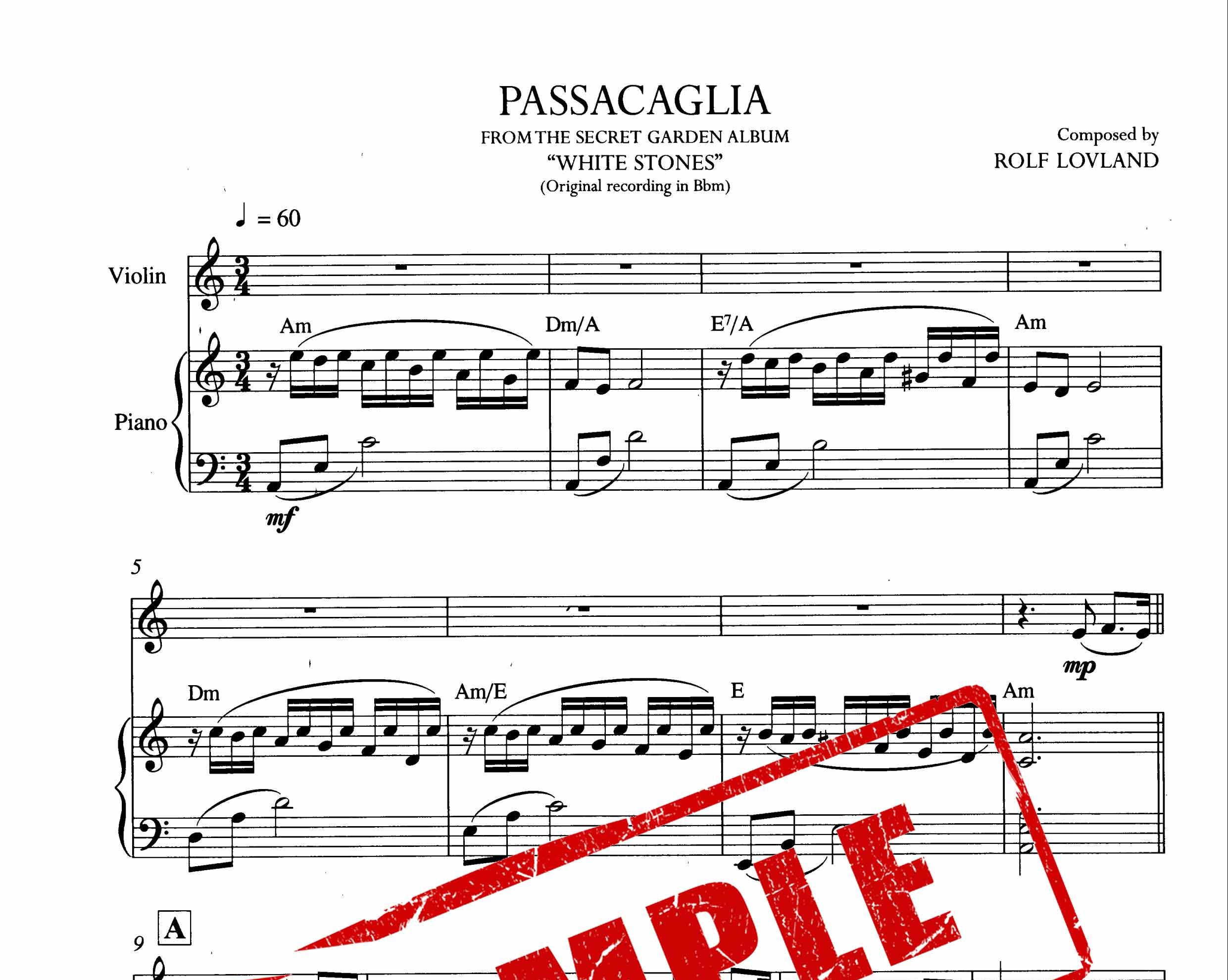 دوئت ویولن و پیانو قطعه Passacagila از آلبوم secret garden