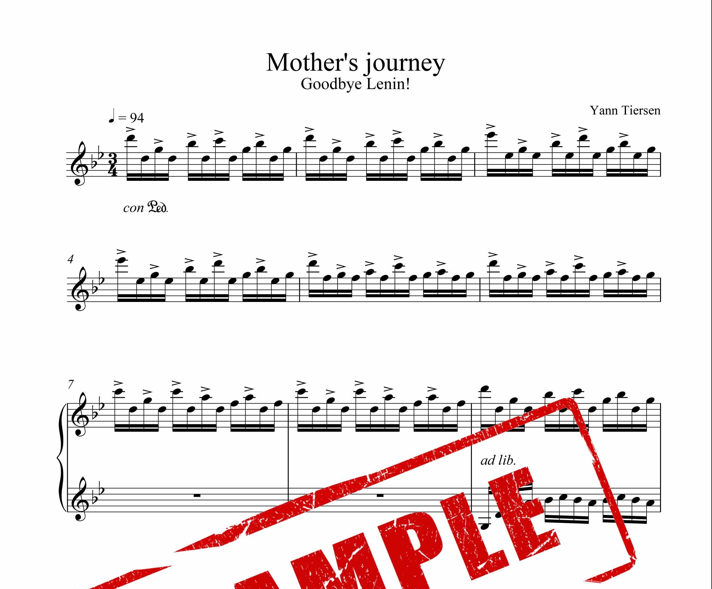 نت پیانو قطعه mother s journey از یان تیرسن