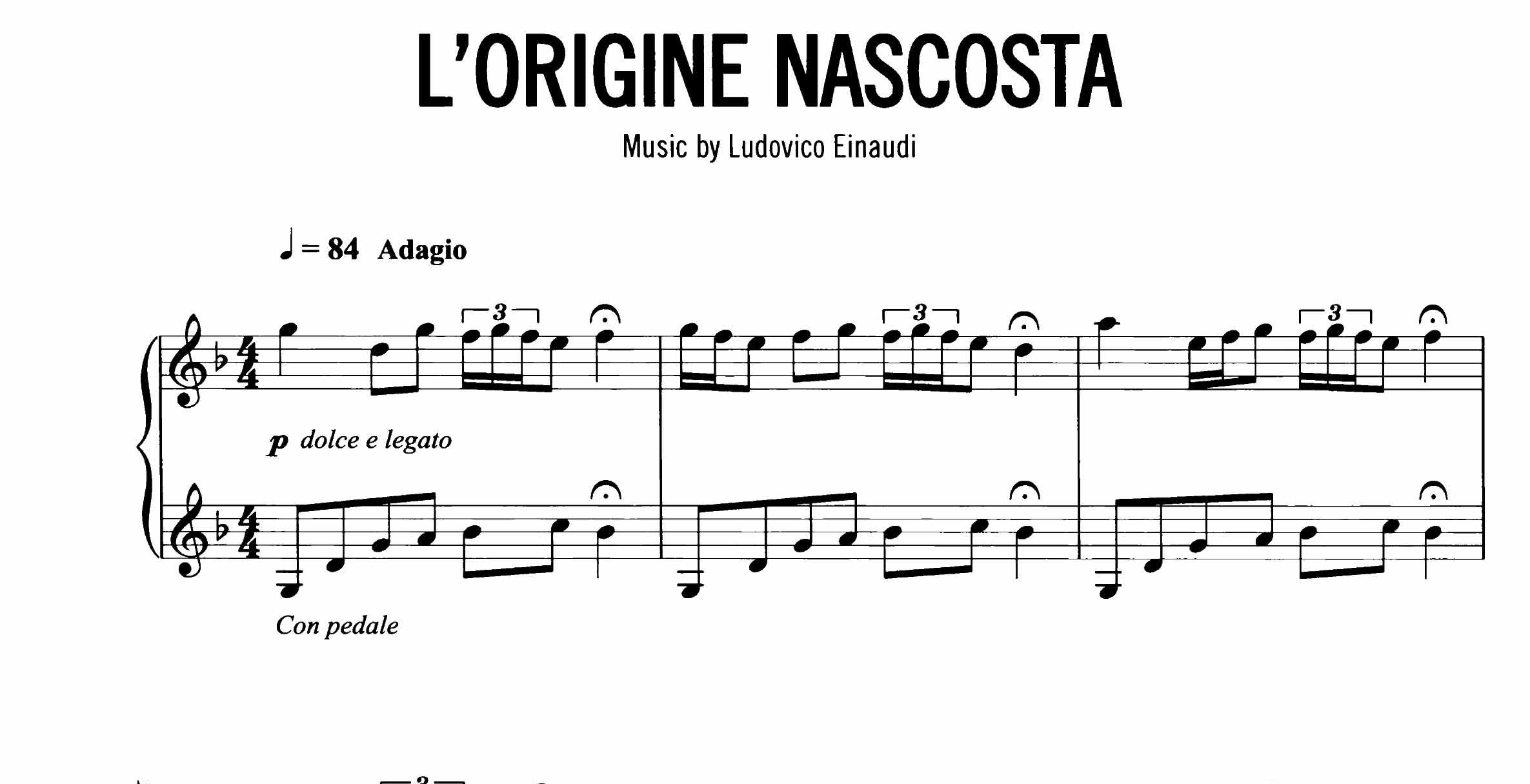 نت پیانوی L'Origine Nascosta از لودویکو اناودی