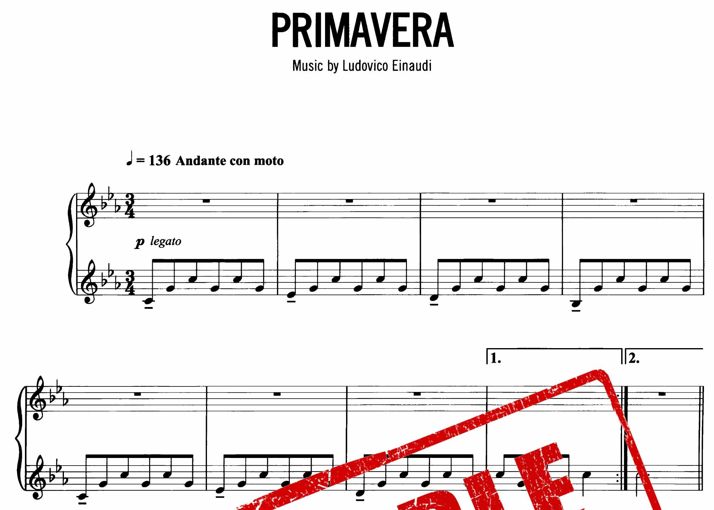 نت پیانوی Primavera از لودویکو اناودی