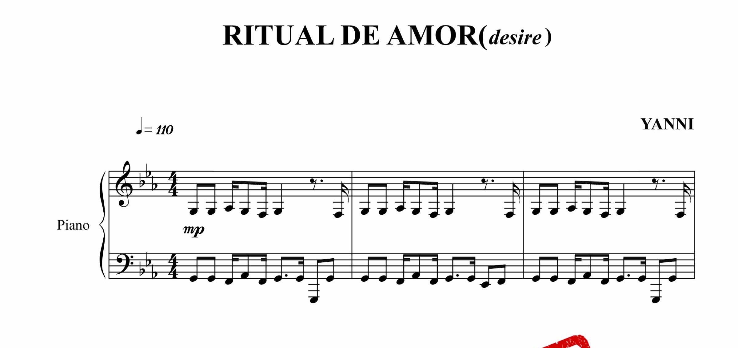 نت پیانوی Ritual de amor از یانی
