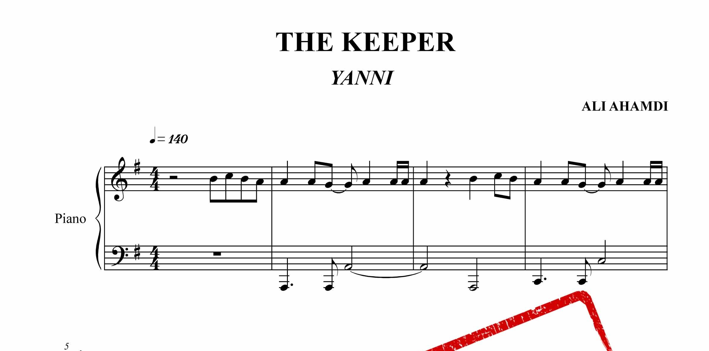 نت پیانوی THE KEEPER از یانی