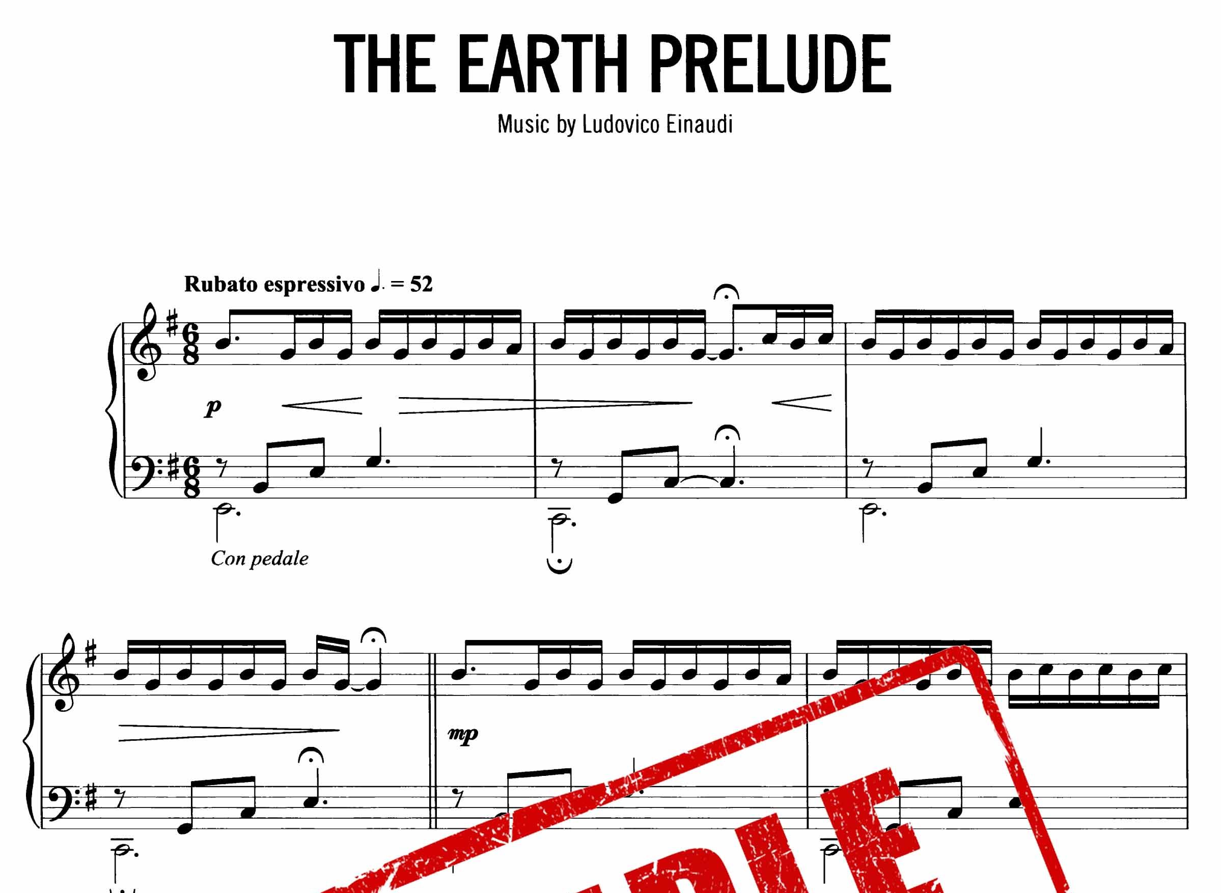 نت پیانوی The Earth Prelude از لودویکو اناودی