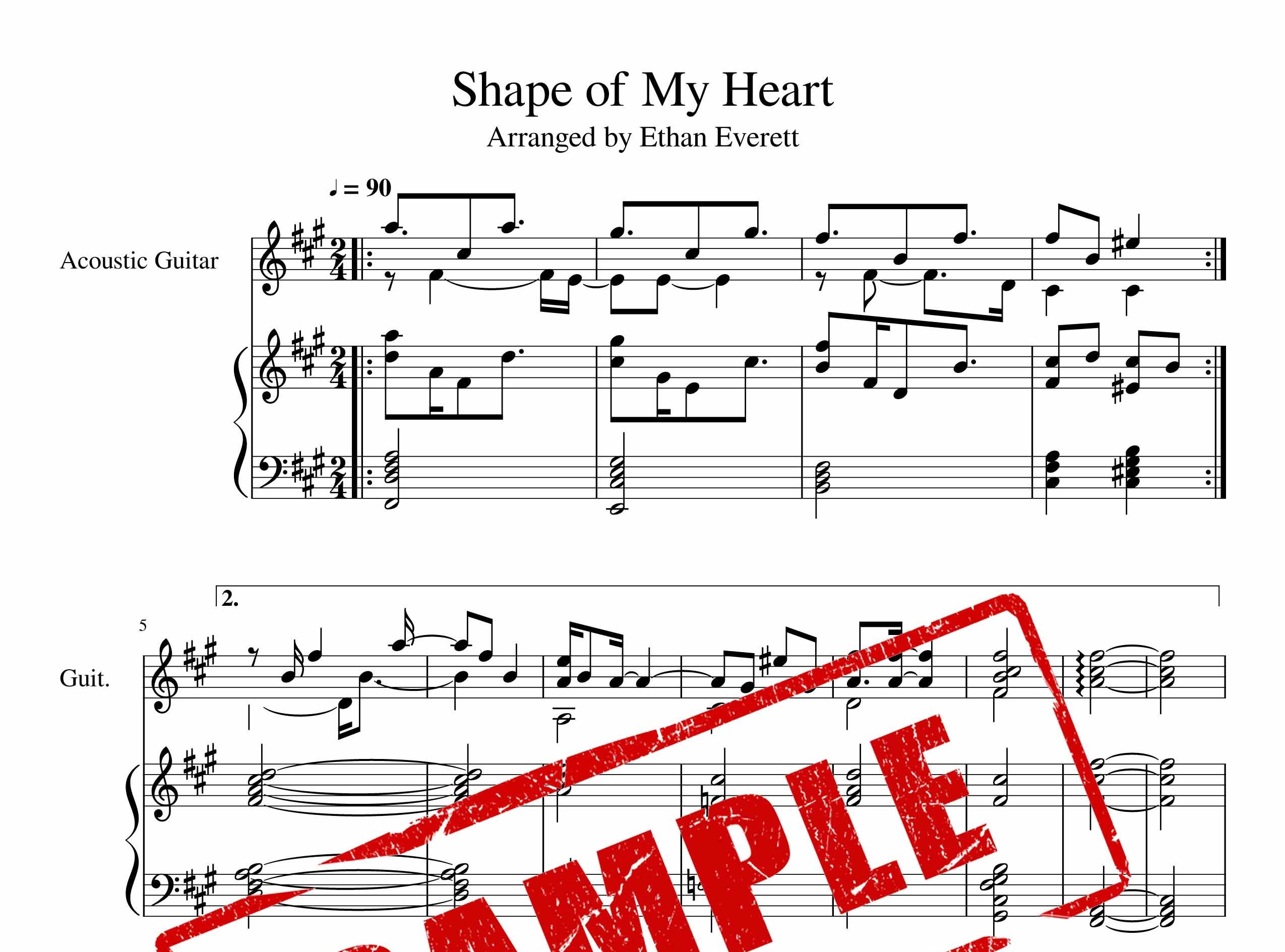 دوئت گیتار و پیانوی Shape of My Heart