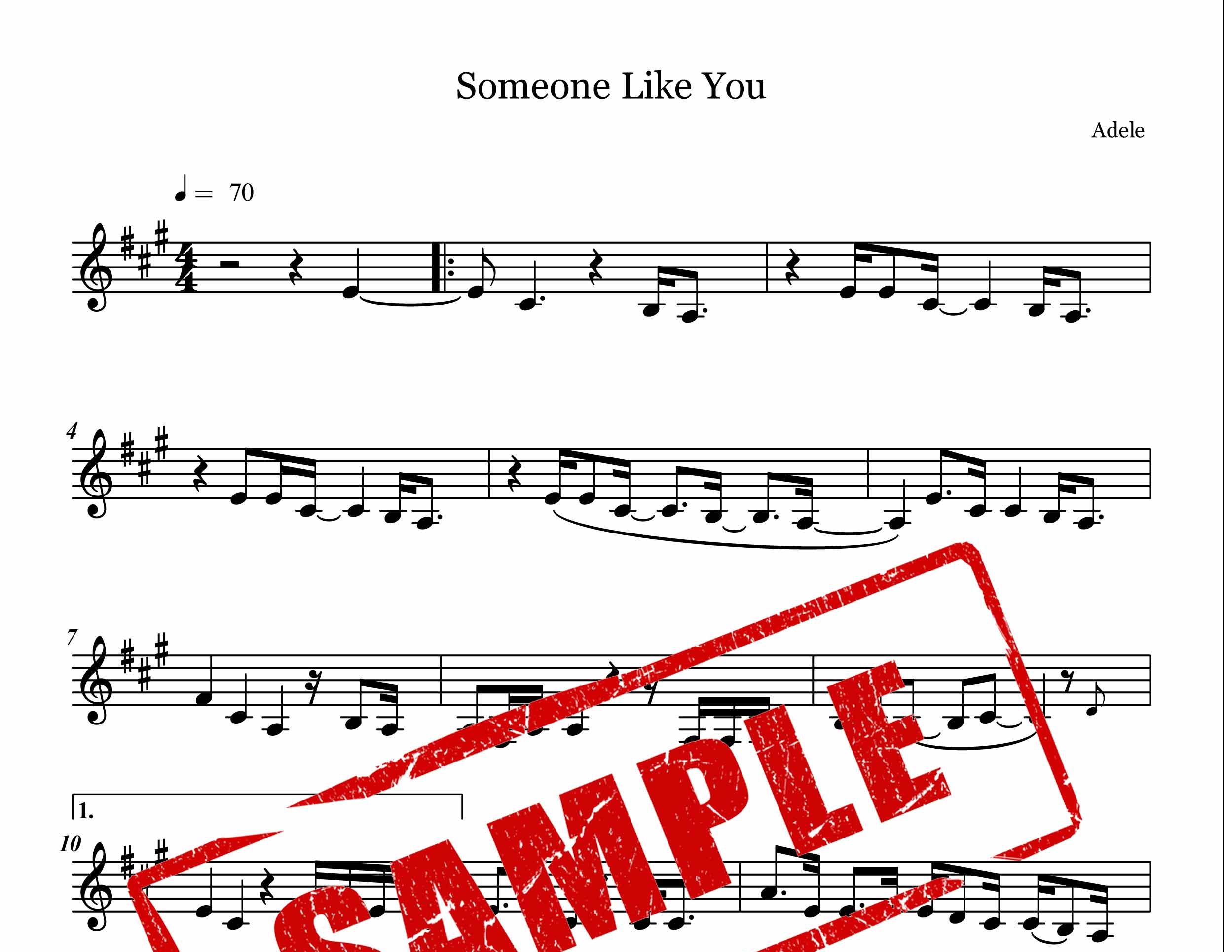 نت ویولن آهنگ Someone Like You از ادل - نت ویولن