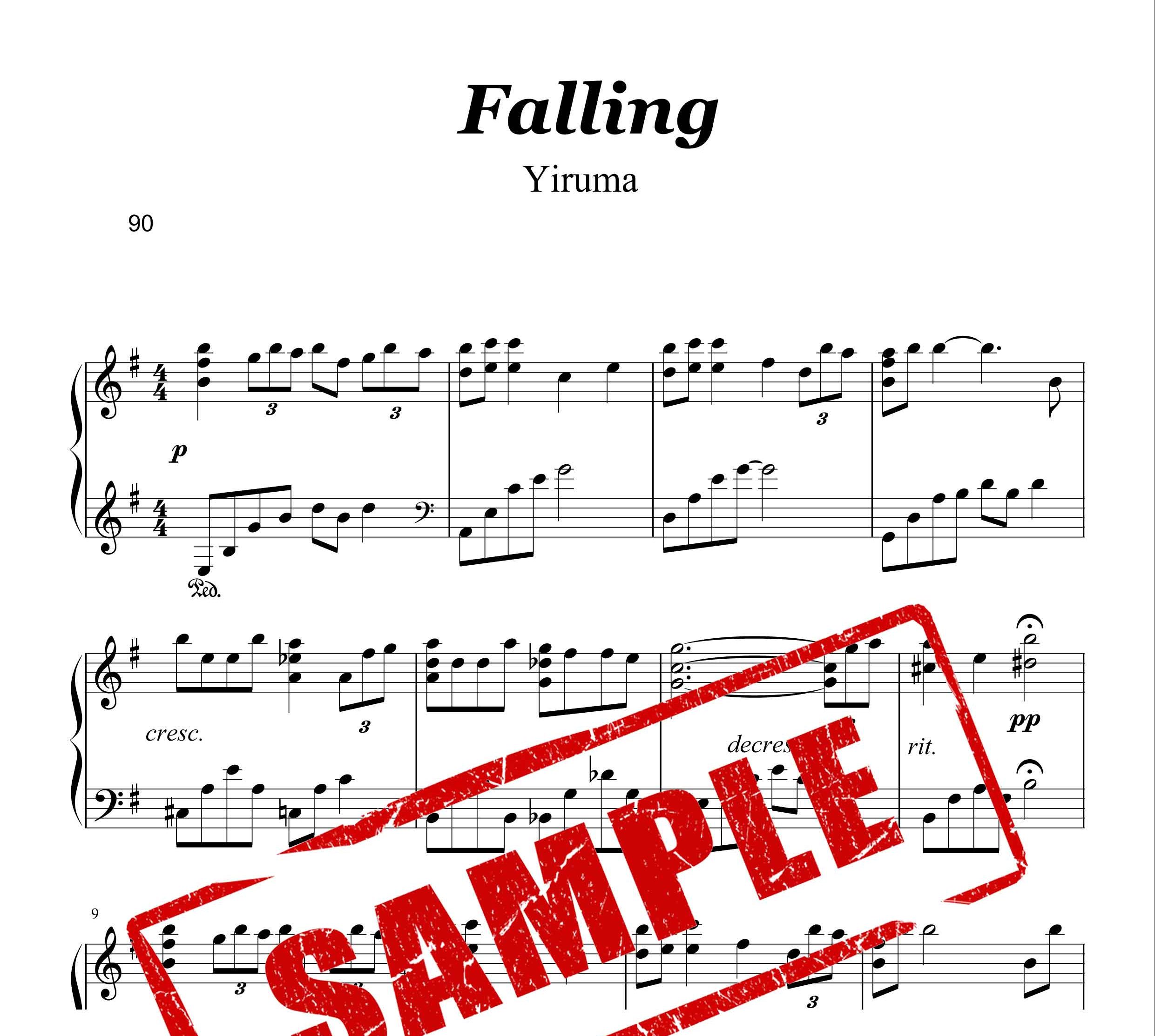 نت آهنگ falling از yiruma برای پیانو