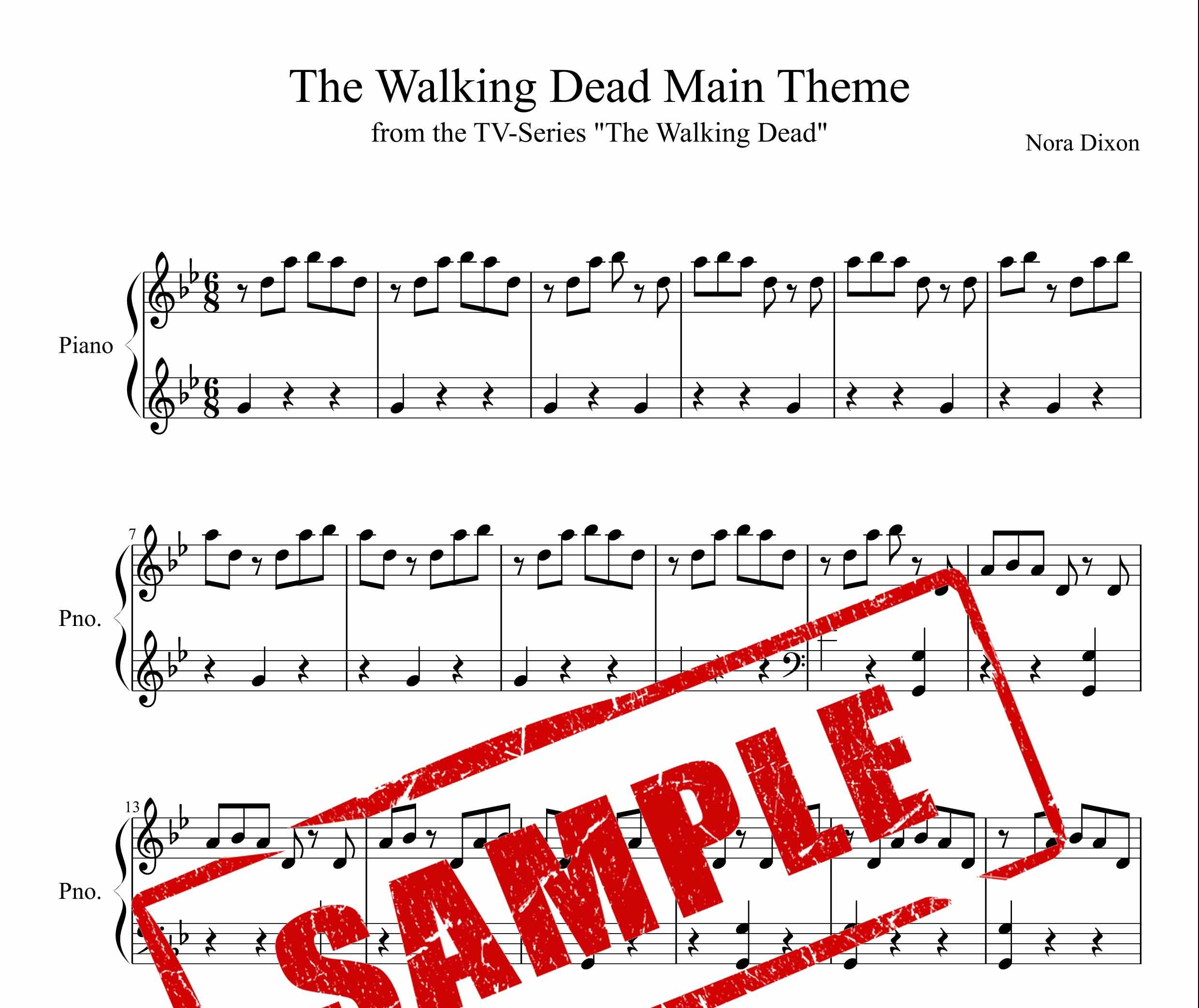 نت آهنگ سریال The Walking Dead برای پیانو