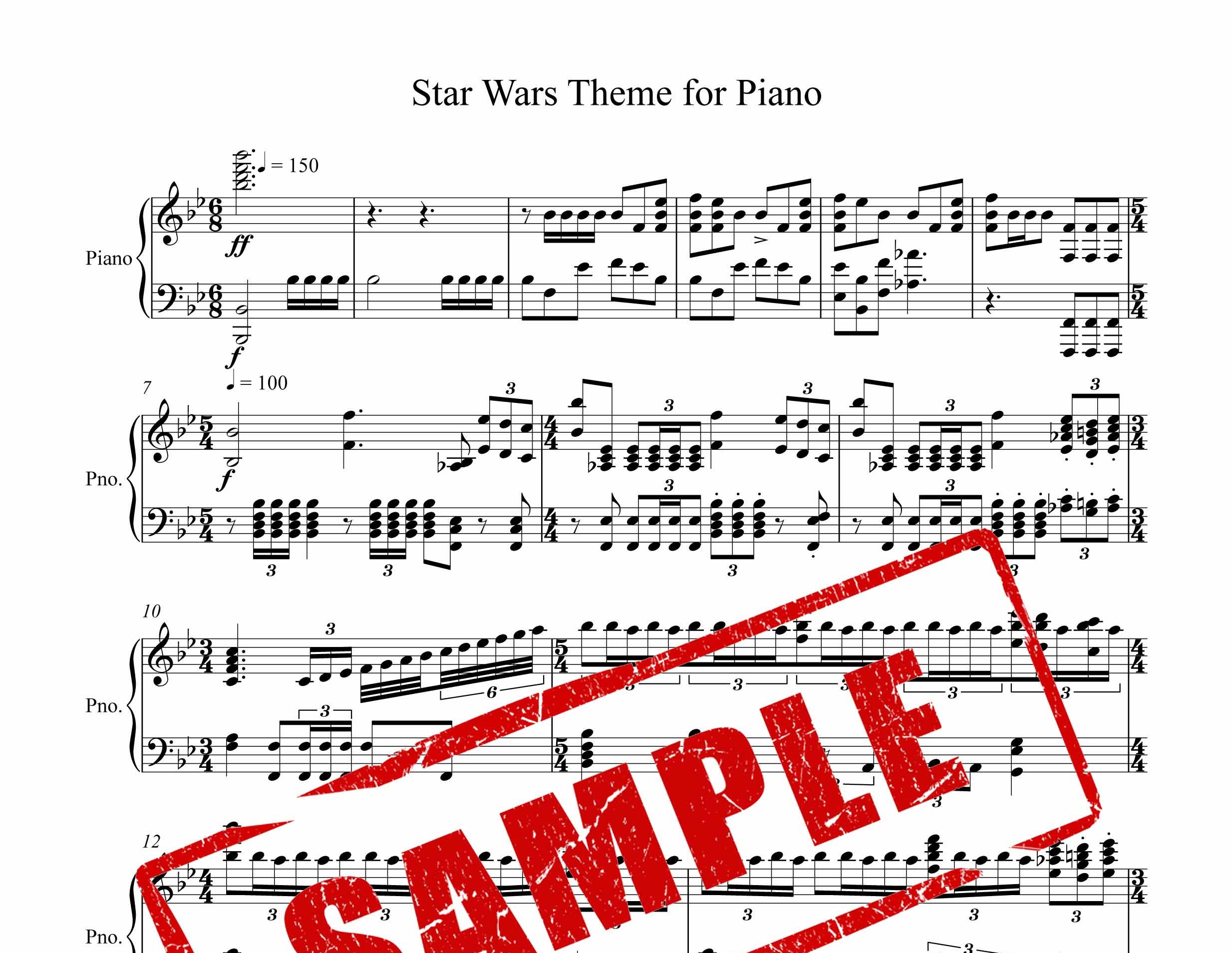 نت موسیقی فیلم star wars برای پیانو