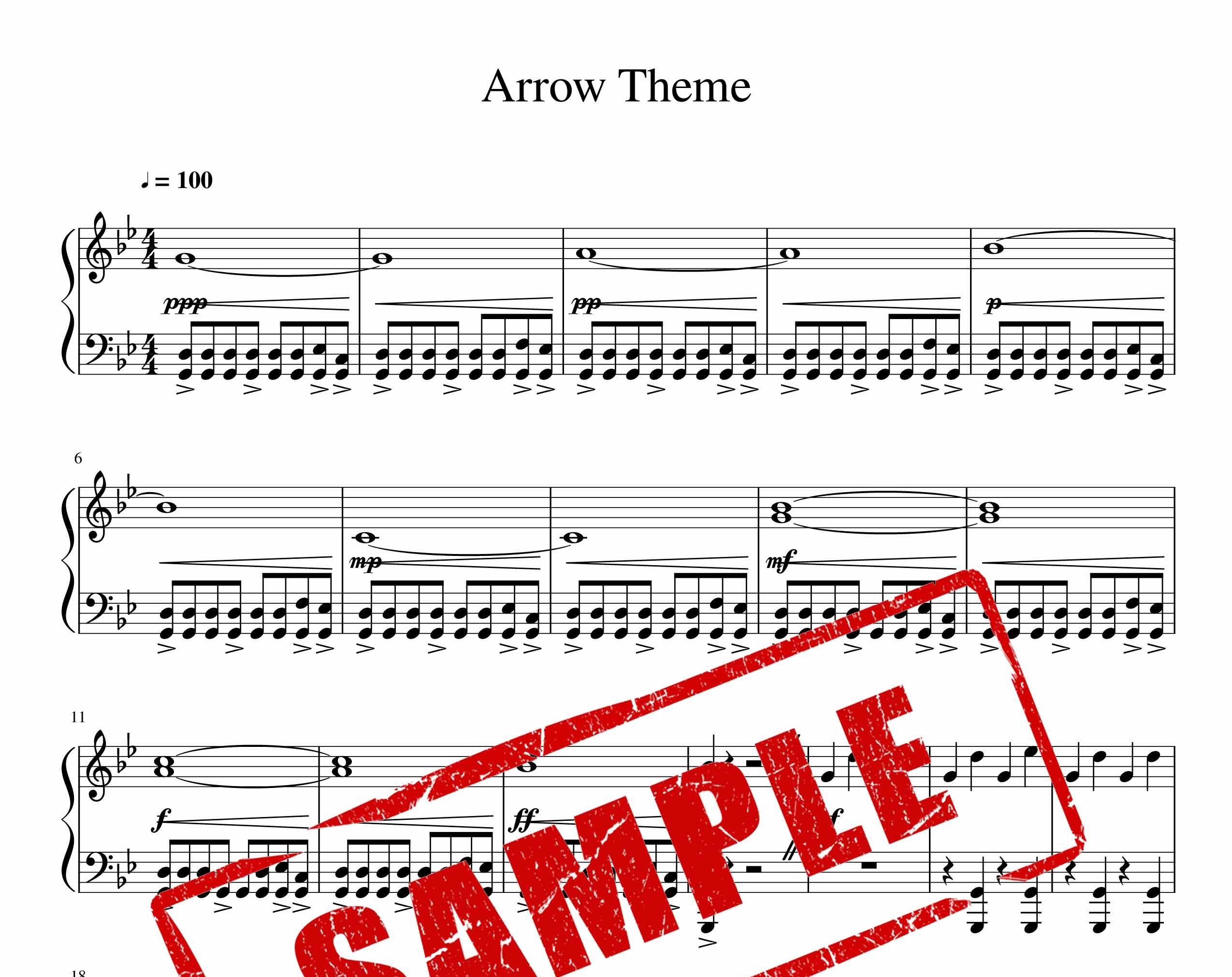 نت موسیقی متن اصلی سریال arrow برای پیانو
