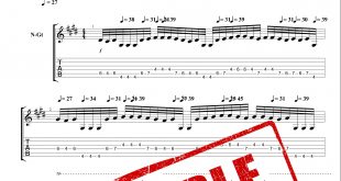 نت و تبلچر قطعه cadenza برای گیتار