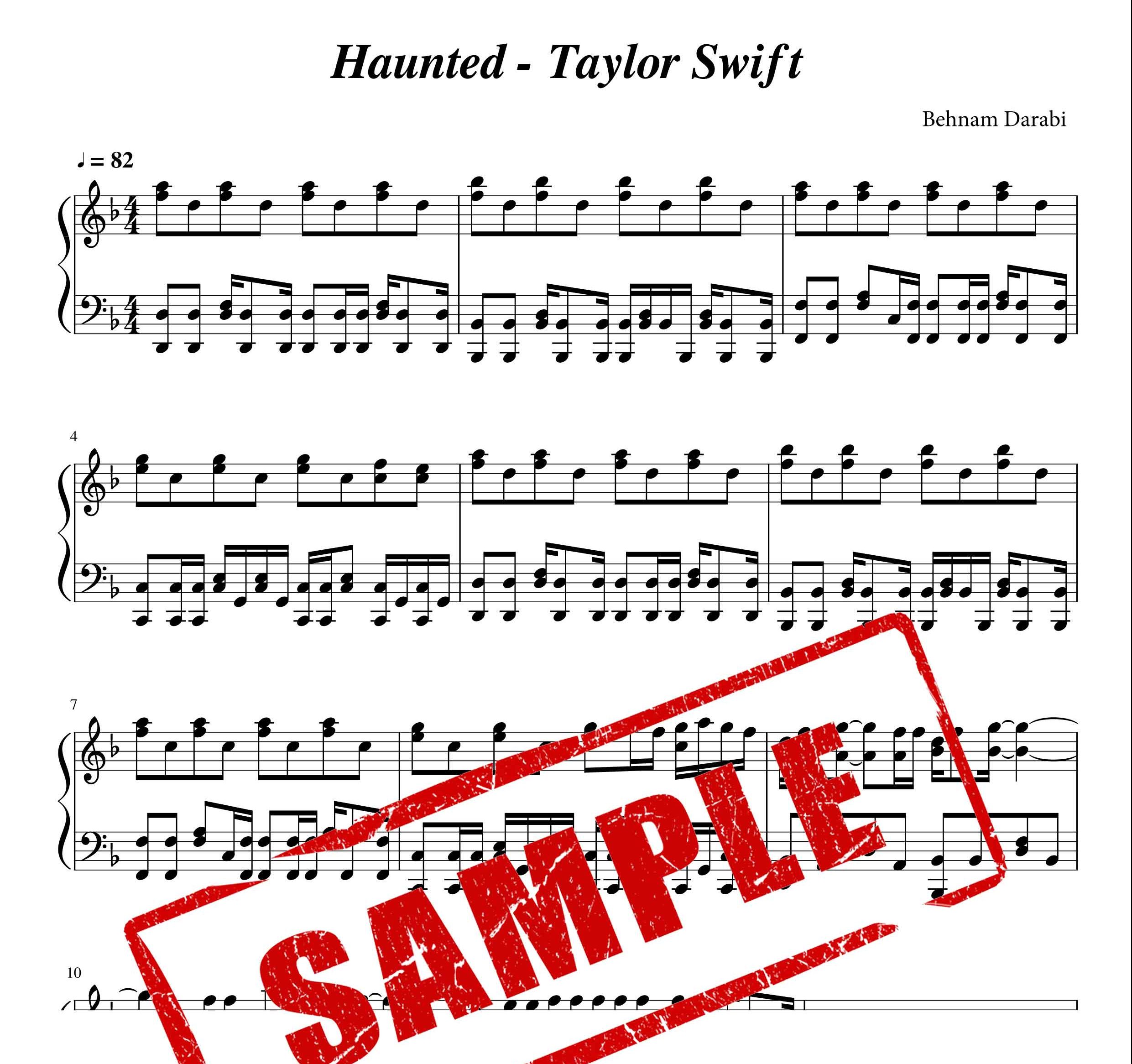 نت پیانو اهنگ Haunted از Taylor Swift