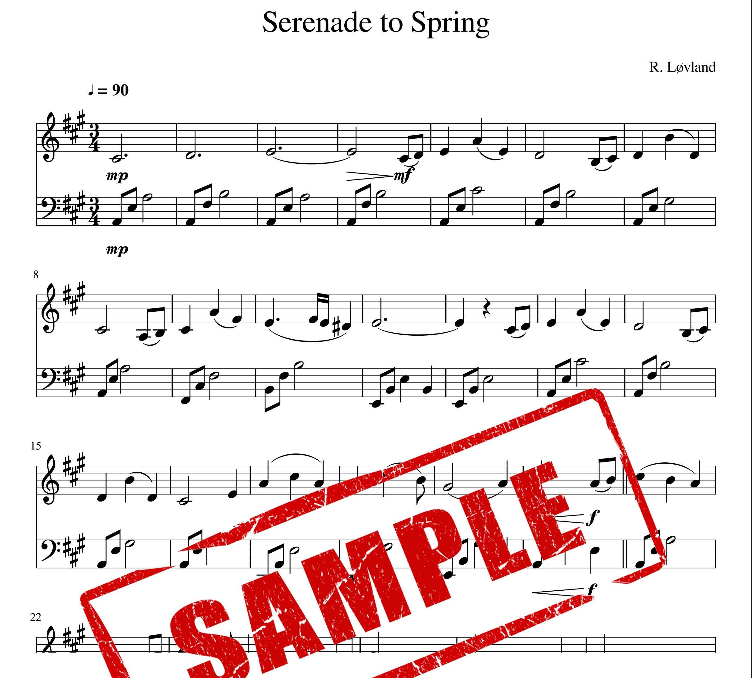 نت پیانو قطعه Serenade to Spring از مجموعه secret garden