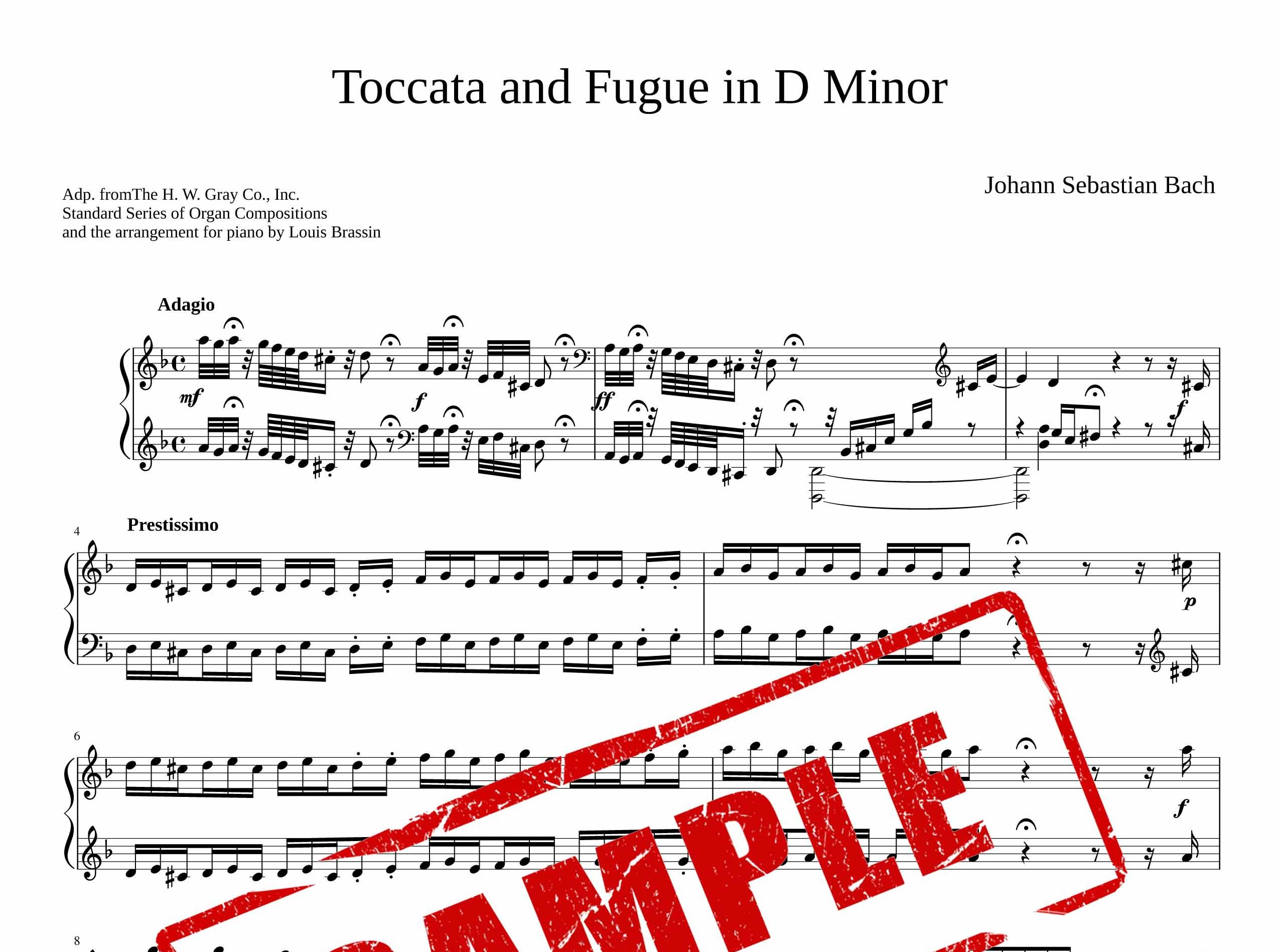 نت پیانو قطعه Toccata از باخ